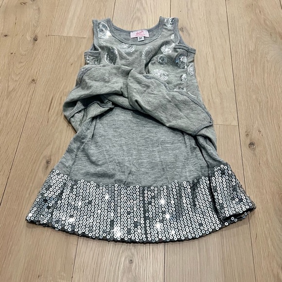 Sofi Clothing Toddler Girl's Sequins Sleeveless Jersey Dress Gray Silver 3T - Picture 6 of 11